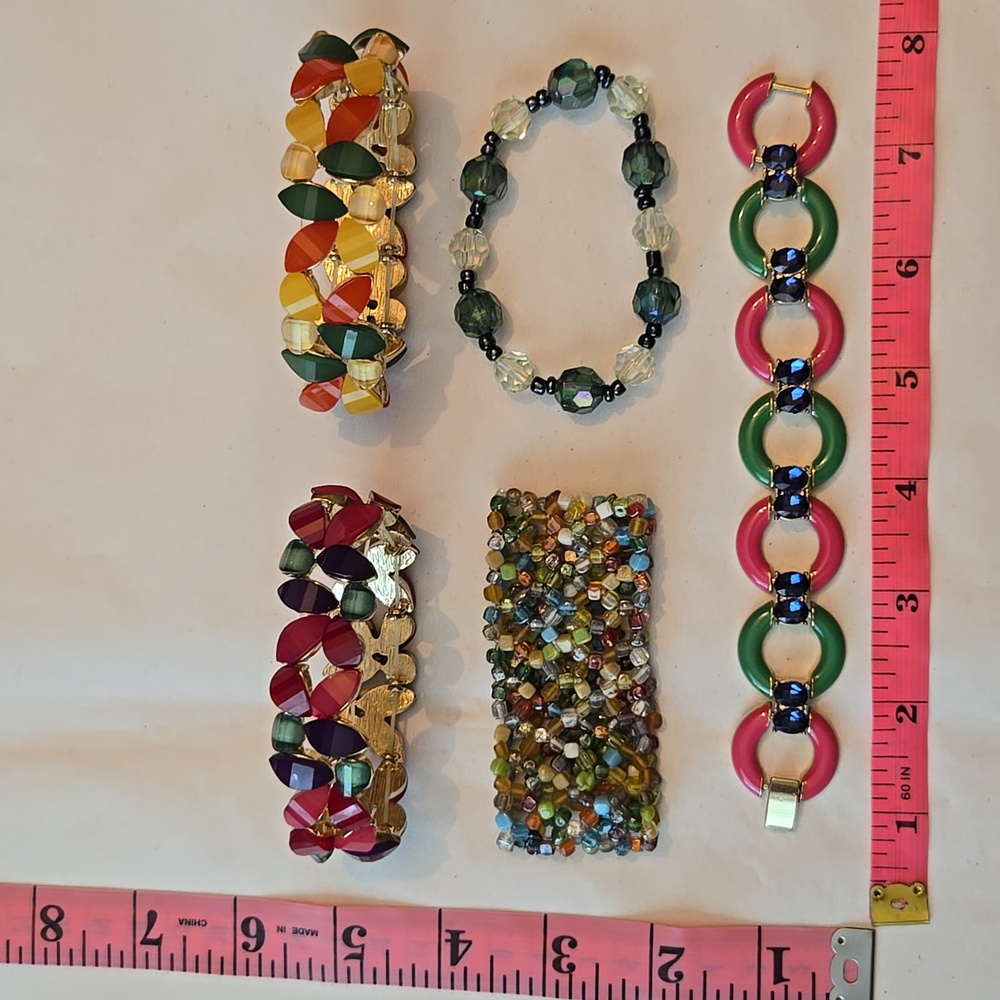 Lot Of 5 Bracelets Jewel Tones Gold-tone Stack Mix N Match NWOT